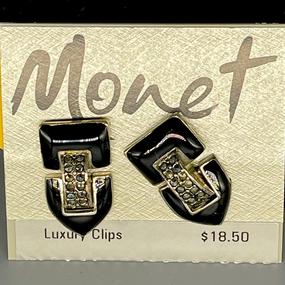 Monet Luxury Clip Dangle Earrings, Signed